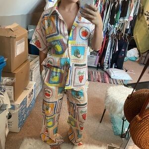 Red Dress Colorful Fruit Print Set